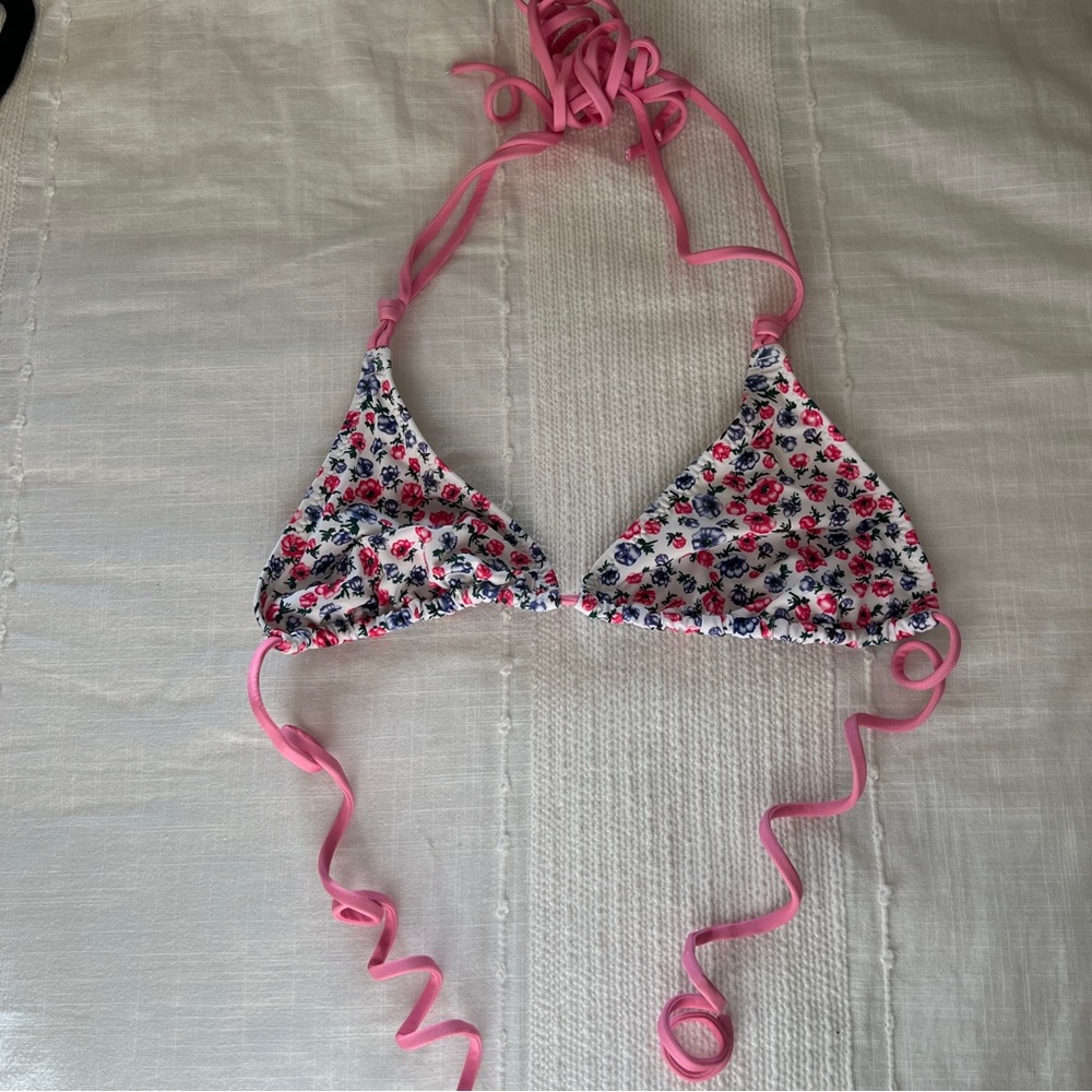 Heavy Manners floral pink/purple bikini top XS
